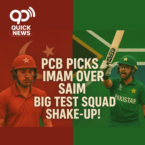 Thumbnail showing Imam-ul-Haq celebrating with raised bat and Saim Ayub looking dejected, highlighting Pakistan’s Test squad decision for the South Africa series.