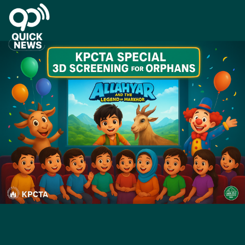 “Children enjoying 3D animated movie Allahyar and the Legend of Markhor at KPCTA’s special screening event in Peshawar — promoting culture, tourism, and happiness in Khyber Pakhtunkhwa.”