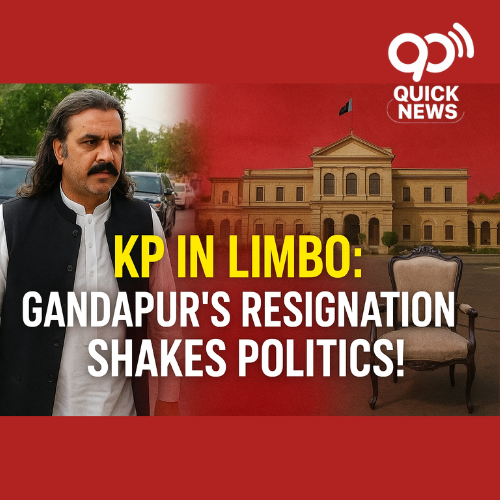“Ali Amin Gandapur resigns as Khyber Pakhtunkhwa Chief Minister, governor yet to approve resignation — political uncertainty grips Peshawar and PTI leadership.”