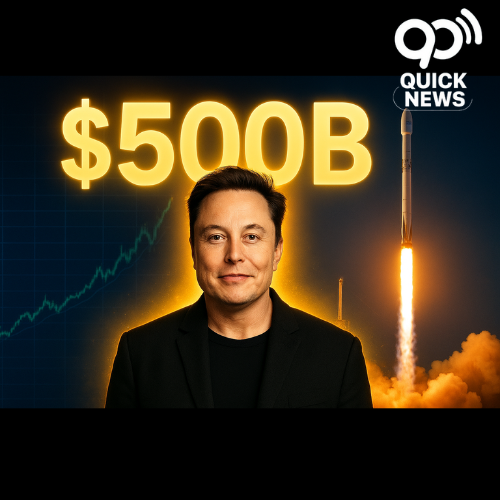 “Elon Musk becomes first person in history to reach $500 billion net worth, Tesla stock surge and SpaceX growth push him closer to trillionaire status.”